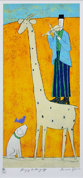 アノラ スペンス シルクスクリーン キリンに捧げるヴァイオリン - 版画