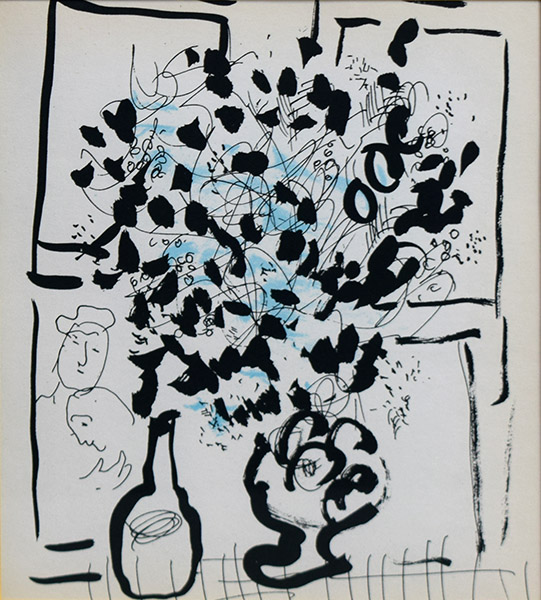 【最新の激安】マルク・シャガール レゾネ202 [黒と青の花束] カラーリトグラフ 石版画、リトグラフ