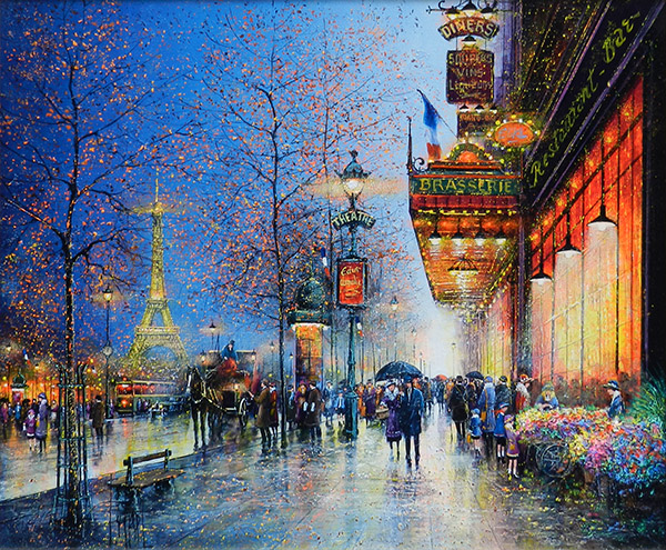 パリ、夜のエッフェル塔 - 翠波画廊 | 絵画販売、絵画買取 - 東京
