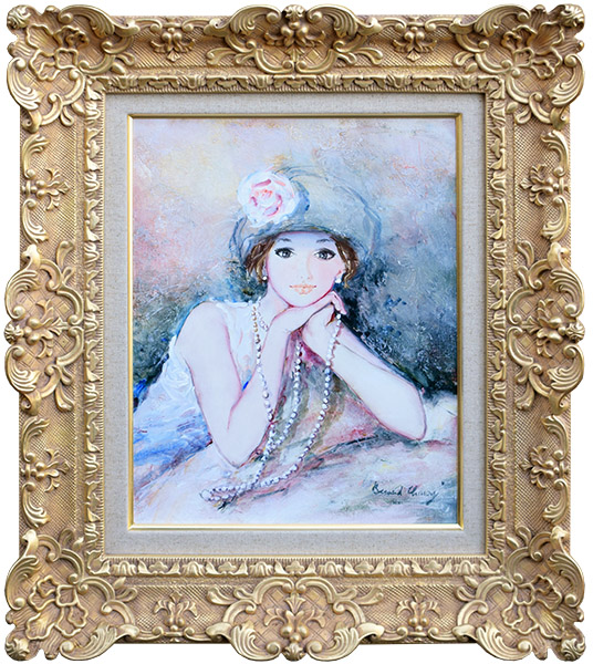 ベルナール•シャロワ】海辺の帽子の少女 リトグラフ - 絵画/タペストリ